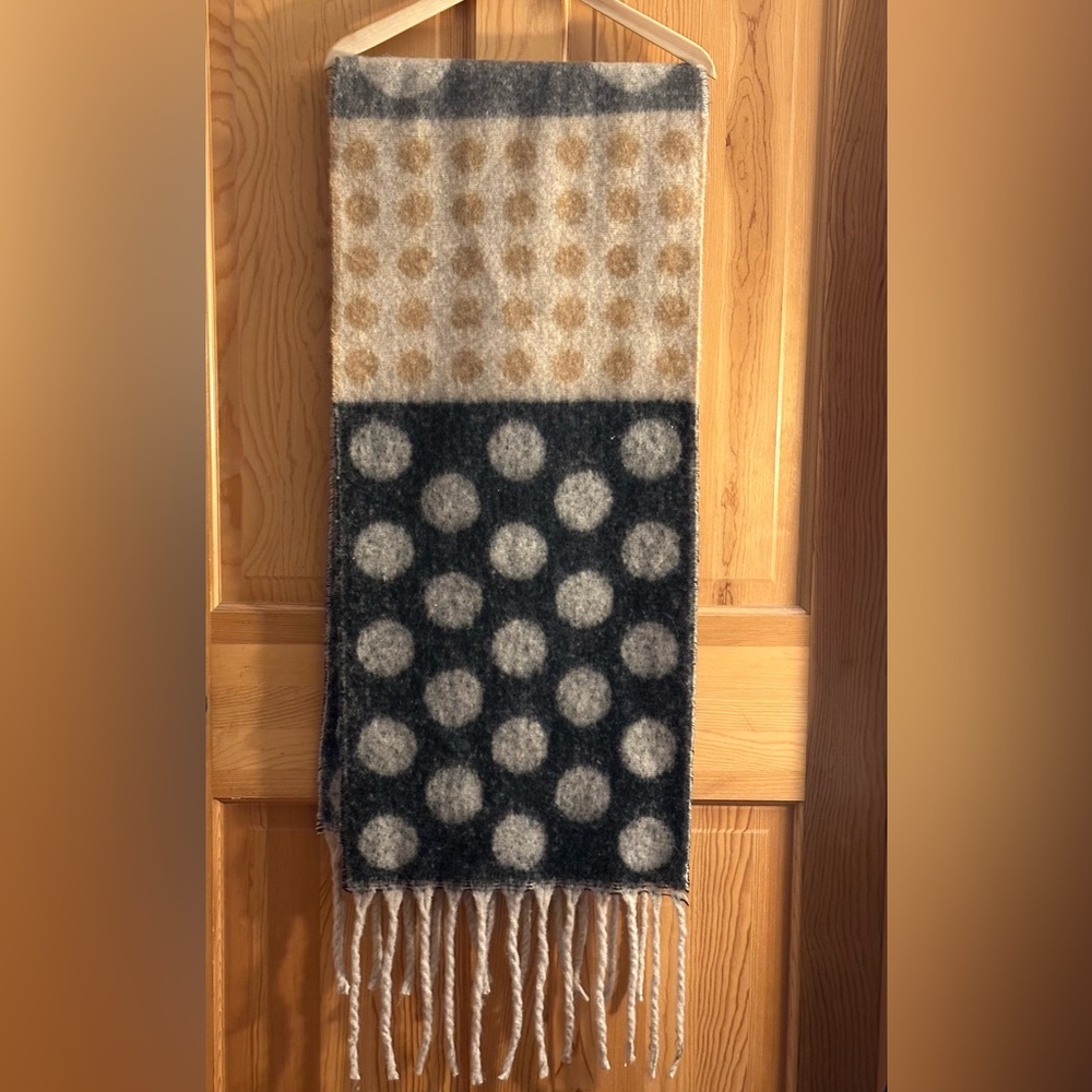 Polka Dot Scarf in Black, Cream, Tan